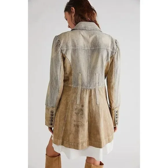 NWT WE THE FREE PEOPLE Sz XS BLUES TOWN RAILROAD JACKET In INDIGO RAILROAD - Picture 2 of 3